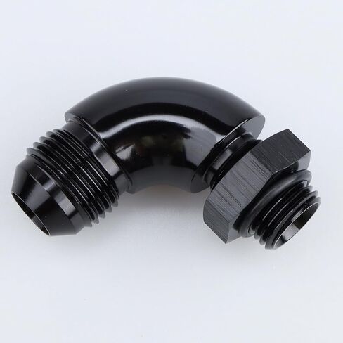 90 Degree -8 AN Male to -6 ORB O-Ring Port Full Flow Fitting Adapter Aluminum Black in Kuwait
