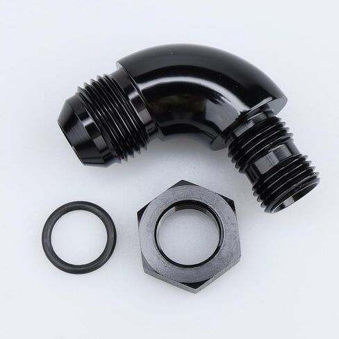 90 Degree -8 AN Male to -6 ORB O-Ring Port Full Flow Fitting Adapter Aluminum Black in Kuwait