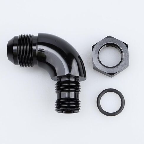 90 Degree -8 AN Male to -6 ORB O-Ring Port Full Flow Fitting Adapter Aluminum Black in Kuwait