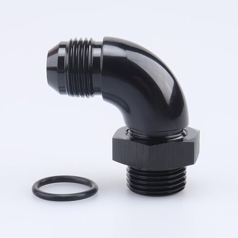 90 Degree -8 AN Male to -6 ORB O-Ring Port Full Flow Fitting Adapter Aluminum Black in Kuwait