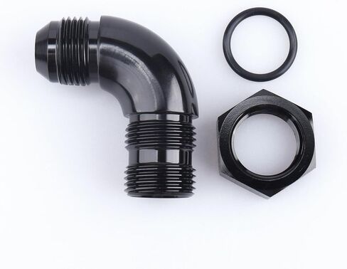 90 Degree -8 AN Male to -6 ORB O-Ring Port Full Flow Fitting Adapter Aluminum Black in Kuwait