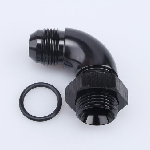 90 Degree -8 AN Male to -6 ORB O-Ring Port Full Flow Fitting Adapter Aluminum Black in Kuwait