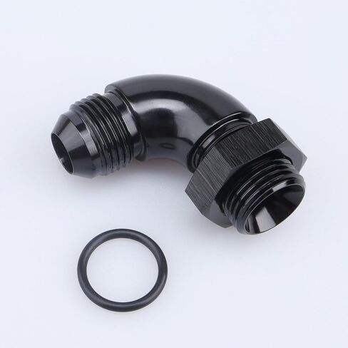 90 Degree -8 AN Male to -6 ORB O-Ring Port Full Flow Fitting Adapter Aluminum Black in Kuwait