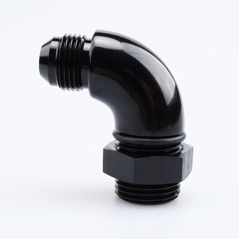 90 Degree -8 AN Male to -6 ORB O-Ring Port Full Flow Fitting Adapter Aluminum Black in Kuwait