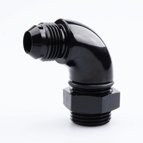 90 Degree -8 AN Male to -6 ORB O-Ring Port Full Flow Fitting Adapter Aluminum Black in Kuwait
