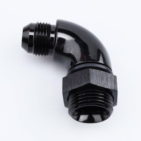 90 Degree -8 AN Male to -6 ORB O-Ring Port Full Flow Fitting Adapter Aluminum Black in Kuwait