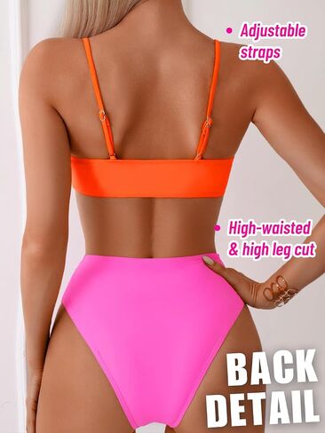 Color Block Swimsuit,Cut Out Sexy Monokini Women,Cheeky One Piece Swimsuits Beach Cruise Pool Party in Kuwait