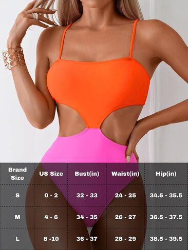 Color Block Swimsuit,Cut Out Sexy Monokini Women,Cheeky One Piece Swimsuits Beach Cruise Pool Party in Kuwait