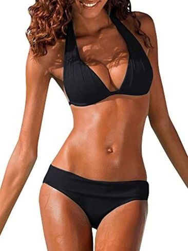 Womens Halter Padded Top Push up Bikini Set Two Piece Bathing Suit in Saudi Arabia