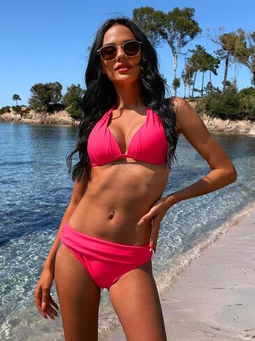 Womens Halter Padded Top Push up Bikini Set Two Piece Bathing Suit in Saudi Arabia