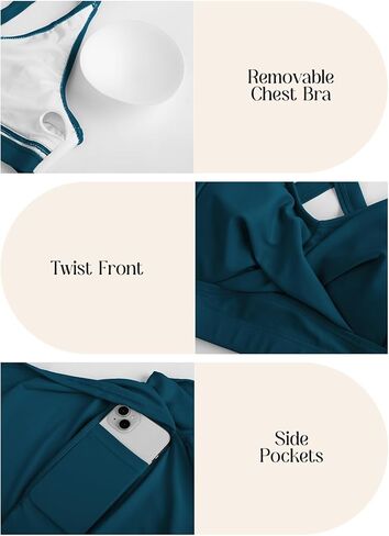 Kate Kasin Women's High Waisted Bikini Sets Sporty Twist Front Swimsuit Skirted Tummy Control Bathing Suit with Pockets in Kuwait