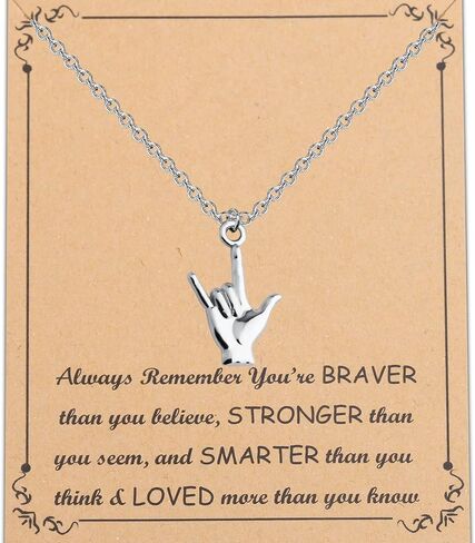 FUSTMW ASL Necklace I Love You Hand Sign Language Charm Pendant Necklace Sign Language Jewelry Interpreter Gift ASL Jewelry Gift for Deaf in Saudi Arabia