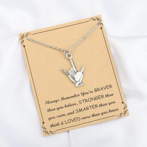 FUSTMW ASL Necklace I Love You Hand Sign Language Charm Pendant Necklace Sign Language Jewelry Interpreter Gift ASL Jewelry Gift for Deaf in Saudi Arabia