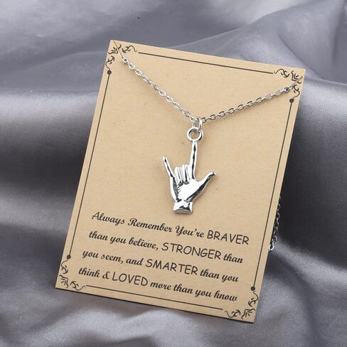 FUSTMW ASL Necklace I Love You Hand Sign Language Charm Pendant Necklace Sign Language Jewelry Interpreter Gift ASL Jewelry Gift for Deaf in Saudi Arabia