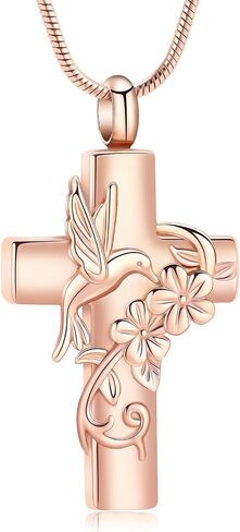 Cross Hummingbird Urn Necklace for Ashes Flower Ashes Pendant Memorial Necklace Cremation Jewelry Ashes Keepsakes Necklace Gift for Loss of Loved Ones Memorial Jewelry in Kuwait