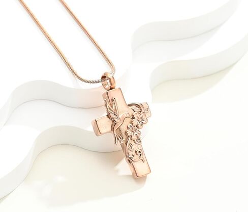 Cross Hummingbird Urn Necklace for Ashes Flower Ashes Pendant Memorial Necklace Cremation Jewelry Ashes Keepsakes Necklace Gift for Loss of Loved Ones Memorial Jewelry in Kuwait