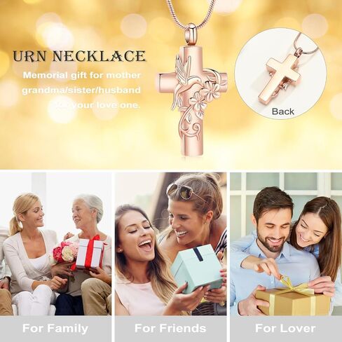 Cross Hummingbird Urn Necklace for Ashes Flower Ashes Pendant Memorial Necklace Cremation Jewelry Ashes Keepsakes Necklace Gift for Loss of Loved Ones Memorial Jewelry in Kuwait