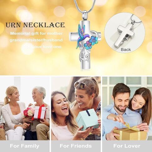Cross Hummingbird Urn Necklace for Ashes Flower Ashes Pendant Memorial Necklace Cremation Jewelry Ashes Keepsakes Necklace Gift for Loss of Loved Ones Memorial Jewelry in Kuwait
