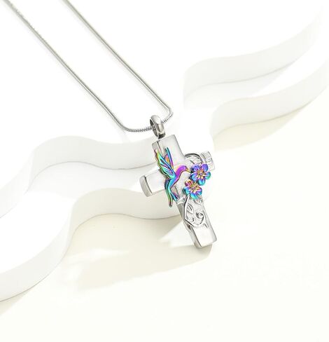 Cross Hummingbird Urn Necklace for Ashes Flower Ashes Pendant Memorial Necklace Cremation Jewelry Ashes Keepsakes Necklace Gift for Loss of Loved Ones Memorial Jewelry in Kuwait