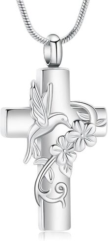 Cross Hummingbird Urn Necklace for Ashes Flower Ashes Pendant Memorial Necklace Cremation Jewelry Ashes Keepsakes Necklace Gift for Loss of Loved Ones Memorial Jewelry in Kuwait