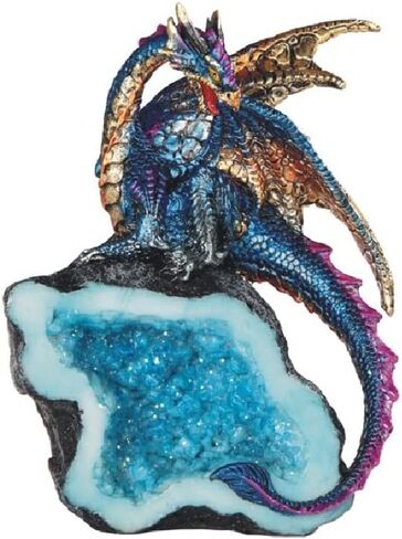 ICE ARMOR 5.5" H Purple Dragon Guarding Faux Crystal Cave Statue Fantasy Decoration Figurine in Kuwait
