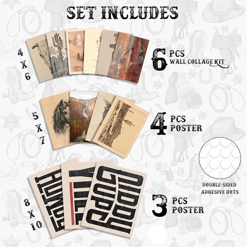 Waschbär ديكور الحائط الغربي، ملصقات المزرعة، مجموعة مجمعة للحائط الجنوبي الغربي لصحراء بوهو رانش، صور فنية جمالية غربية لديكور غرفة النوم (غير مؤطرة) in Kuwait