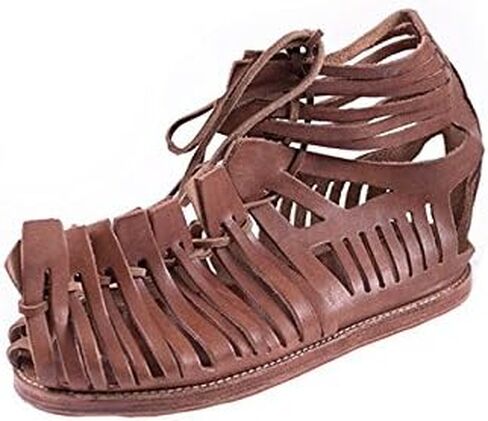 AnNafi Mens Gladiator Leather Sandal | Roman Centurian Brown Caligae|Medieval Greek Soldier Sandles| Ancient Costume Footwear in Saudi Arabia