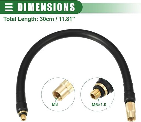 Motoforti Universal M6 نافخة مضخة هواء خرطوم محول صمام الإطارات نافخة تمديد خرطوم، طول 30 سم، مطاط نحاسي، أسود in Saudi Arabia