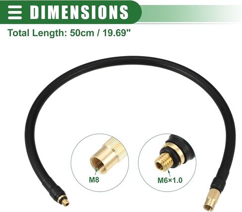 Motoforti Universal M6 Inflator Air Pump Hose Adapter Tyre Valve Inflator Extension Hose, 30cm Length, Copper Rubber, Black in Saudi Arabia