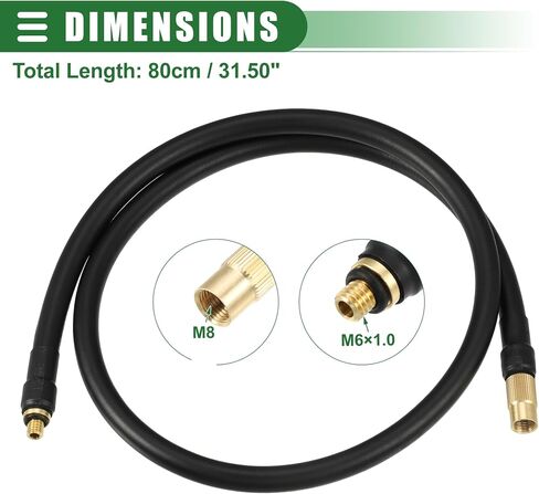 Motoforti Universal M6 Inflator Air Pump Hose Adapter Tyre Valve Inflator Extension Hose, 30cm Length, Copper Rubber, Black in Saudi Arabia