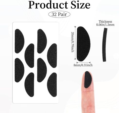 32 Pairs Eyeglass Nose Pads, Soft Foam Nose Pads, Foam Nose Pads for Glasses, Adjustable Eyeglass Nose Pads, Sponge Anti-Slip Nose Pads for Glasses, Eyeglasses, Sunglasses(D-Shape/Black) in Saudi Arabia