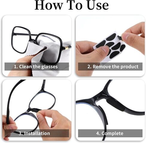 32 Pairs Eyeglass Nose Pads, Soft Foam Nose Pads, Foam Nose Pads for Glasses, Adjustable Eyeglass Nose Pads, Sponge Anti-Slip Nose Pads for Glasses, Eyeglasses, Sunglasses(D-Shape/Black) in Saudi Arabia