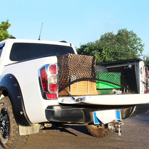 شبكة شحن لسرير الشاحنة بطبقة مزدوجة لشبكة شحن لسرير الالتقاط، شبكة شحن مرنة للغاية مقاس 4 × 4 بوصة تمتد إلى 7 × 7 بوصة مناسبة للأحمال الخفيفة اليومية المتوافقة مع المقطورة وفورد وشيفروليه ودودج in Kuwait