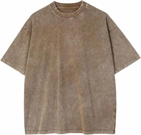 Aelfric Eden Mens Cotton Wash Solid T-Shirts Oversized Unisex Short Sleeve Streetwear Rap Hip Hop Basic Tee Tops in Kuwait