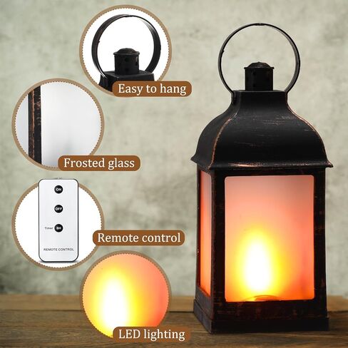 vihose 12 حزمة خمر نمط الزخرفية فانوس لهب تأثير أدى فانوس مع بطارية عديمة اللهب عن بعد تعمل بالطاقة الفوانيس الزخرفية السائبة للداخلية في الهواء الطلق حديقة ساحة ديكور المنزل الزفاف in Kuwait