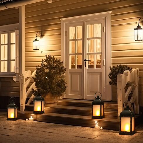 vihose 12 حزمة خمر نمط الزخرفية فانوس لهب تأثير أدى فانوس مع بطارية عديمة اللهب عن بعد تعمل بالطاقة الفوانيس الزخرفية السائبة للداخلية في الهواء الطلق حديقة ساحة ديكور المنزل الزفاف in Kuwait