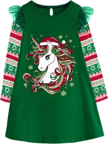 فساتين VIKITA للفتيات للشتاء بأكمام طويلة ملابس الفتيات الصغيرات وفساتين الحفلات غير الرسمية للفتيات الصغيرات، من 3 إلى 12 عامًا in Kuwait