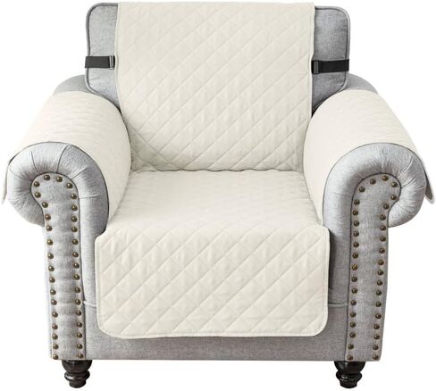 TOPCHANCES Sofa Slipcover L Shape 3pcs Reversible Sofa Cover Sectional Couch Cover 3 Seater Chaise Slip Cover with Elastic Straps for Kids Dogs Cats Pet Furniture Protector Cover (Off-White, Medium) in Kuwait