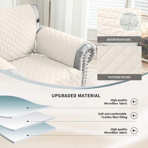 TOPCHANCES Sofa Slipcover L Shape 3pcs Reversible Sofa Cover Sectional Couch Cover 3 Seater Chaise Slip Cover with Elastic Straps for Kids Dogs Cats Pet Furniture Protector Cover (Off-White, Medium) in Kuwait