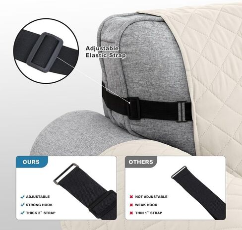 TOPCHANCES Sofa Slipcover L Shape 3pcs Reversible Sofa Cover Sectional Couch Cover 3 Seater Chaise Slip Cover with Elastic Straps for Kids Dogs Cats Pet Furniture Protector Cover (Off-White, Medium) in Kuwait