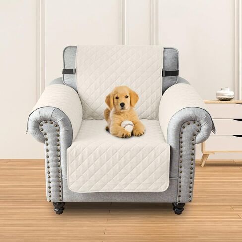 TOPCHANCES Sofa Slipcover L Shape 3pcs Reversible Sofa Cover Sectional Couch Cover 3 Seater Chaise Slip Cover with Elastic Straps for Kids Dogs Cats Pet Furniture Protector Cover (Off-White, Medium) in Kuwait
