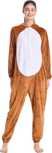 Unisex Animals Costume Adult，Plush Hooded Animals Onesie Homewear Adults，Halloween Christmas Jumpsuit Women & Men in Kuwait