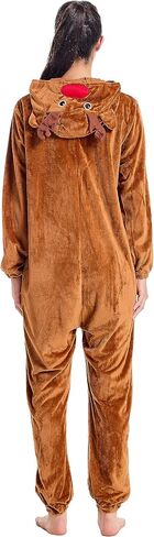 Unisex Animals Costume Adult，Plush Hooded Animals Onesie Homewear Adults，Halloween Christmas Jumpsuit Women & Men in Kuwait