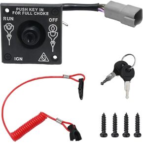 176408 Boat Kill Switch Outboard Ignition Switch Replacement for Johnson BRP Evinrude Boat Motor Ignition Cut‑off Switch w/Keys and Lanyard