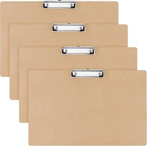 8 Pcs 11x17 Clipboard Wooden Lap Board with Low Profile Clip Desk Brown Clipboard Landscape Clipboard Horizontal Clipboard Ledger Brown Hardboard for Drawing Sketching Art Supplies