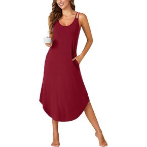 Vrtige Women's Sleeveless Long Nightdress Scoop Neck Full Slip Nightshirt Loungewear Sleepdress