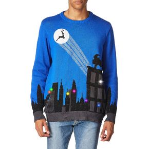 Blizzard Bay Mens Men's Ugly Christmas Light Up Sweater, Navy, Small US