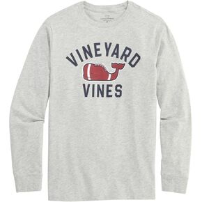 vineyard vines Boys' Textured Football Whale Long-Sleeve Tee