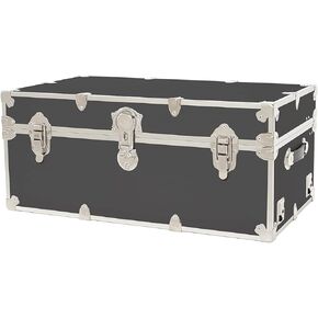 Rhino Trunk & Case Large Armor College Trunk - Secure Dorm Storage Chest - Ideal Footlocker for Students - Strong Trunks with 1000+ Pounds Sitting Capacity 32"x18"x14" (Black)