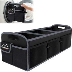 Car Trunk Organizer,Machine Washable PP Materials 3 Compartments Car Storage,95L Waterproof Polyester Car Accessories Organizer and 6 Pockets, Suitable for SUV, Minivan, Truck(Black)